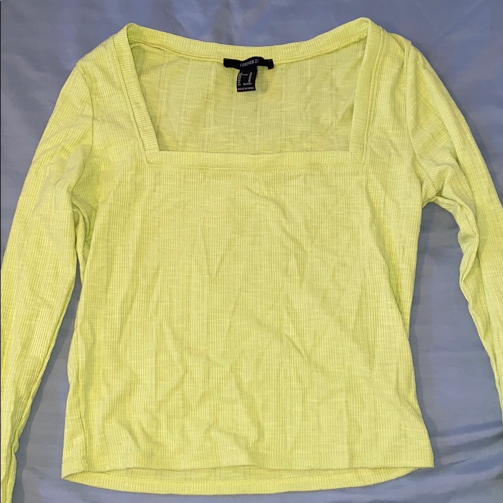 Lime Green Box cut long sleeve cropped top